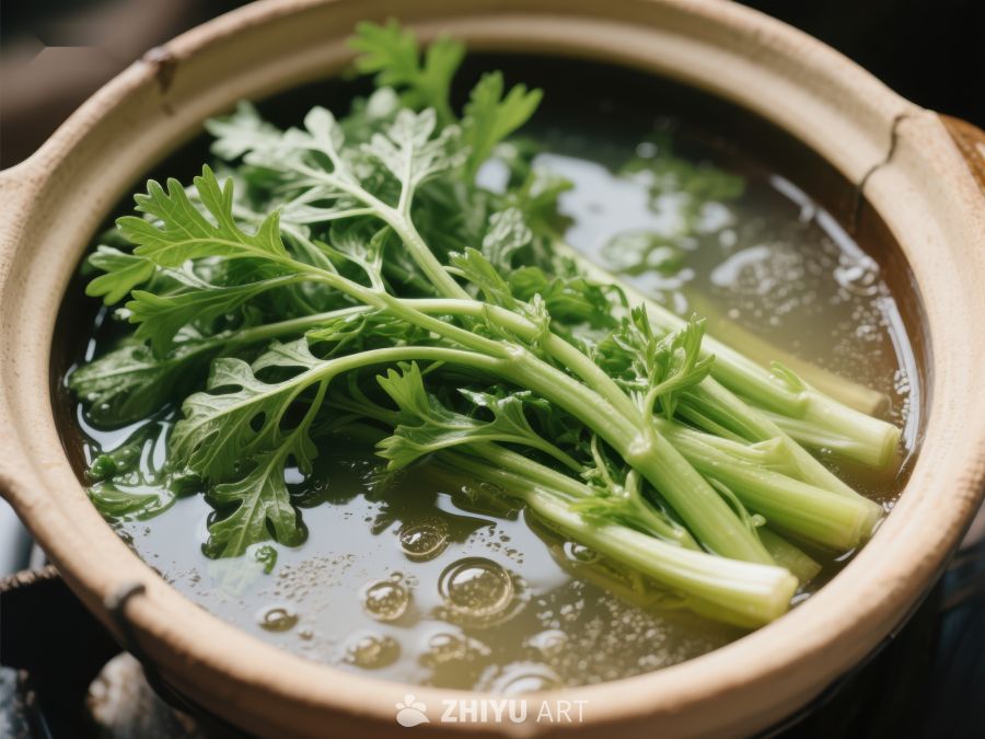 清汤中的新鲜香菜 462