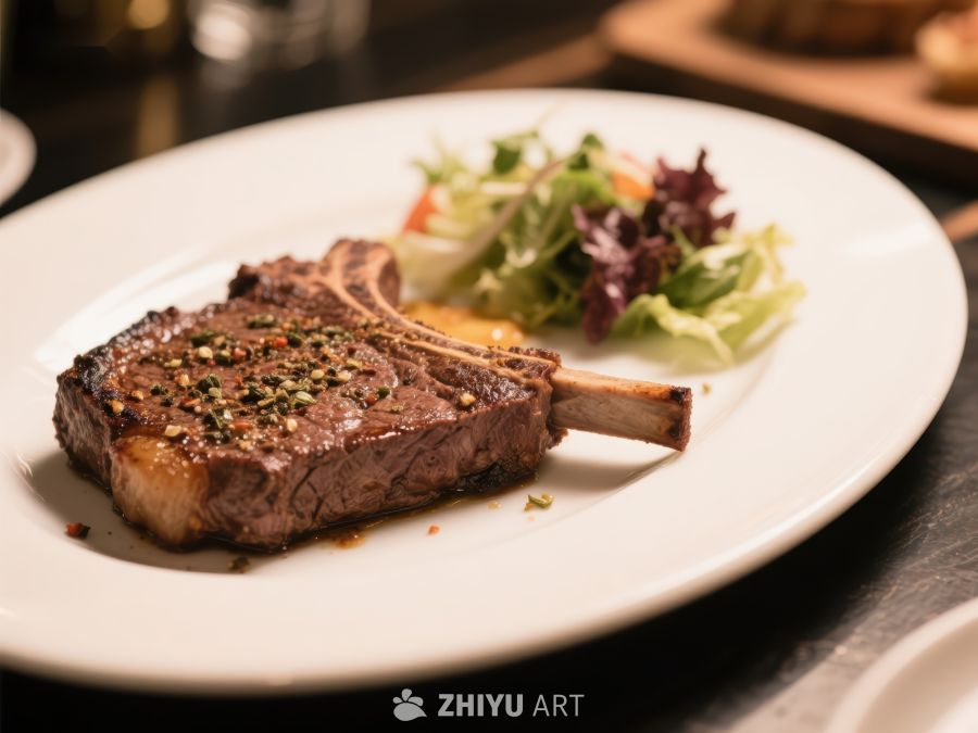 香煎牛排配新鲜沙拉