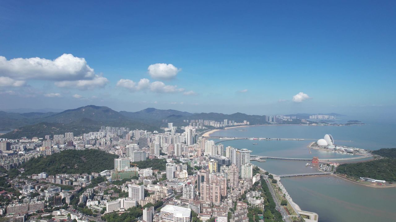 广东珠海城市风光航拍 