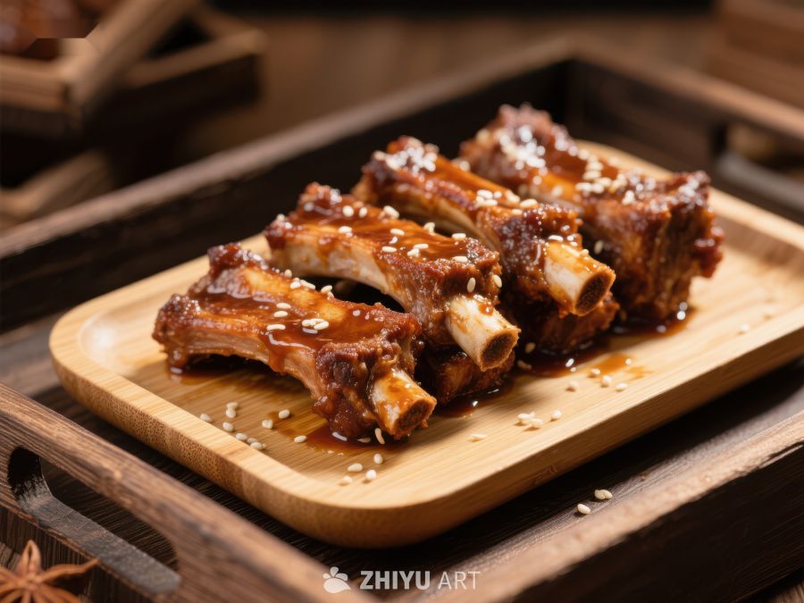美味烤排骨，撒芝麻点缀 572