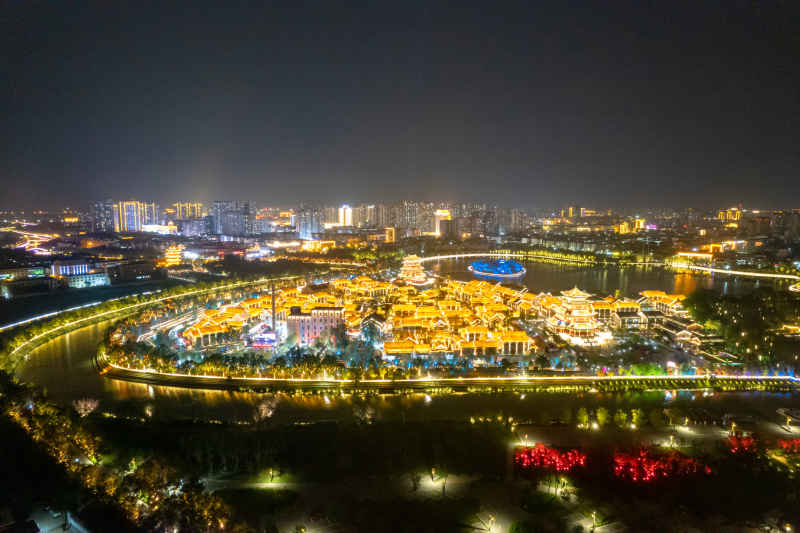 河北沧州城市风光地标建筑航拍图 