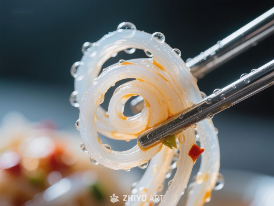 筷子夹起晶莹剔透的粉丝 687