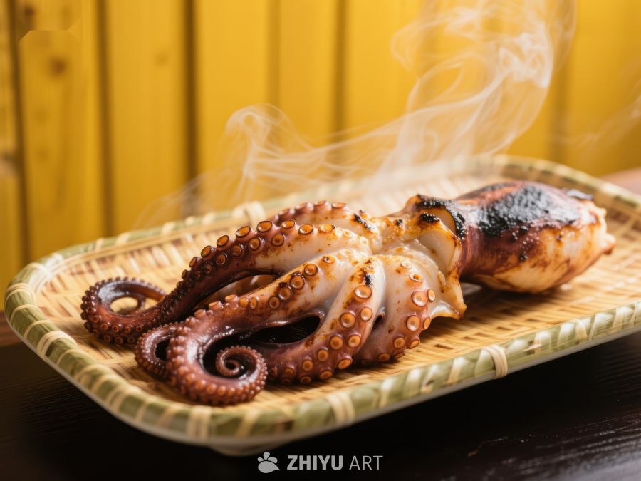 热腾腾的烤章鱼