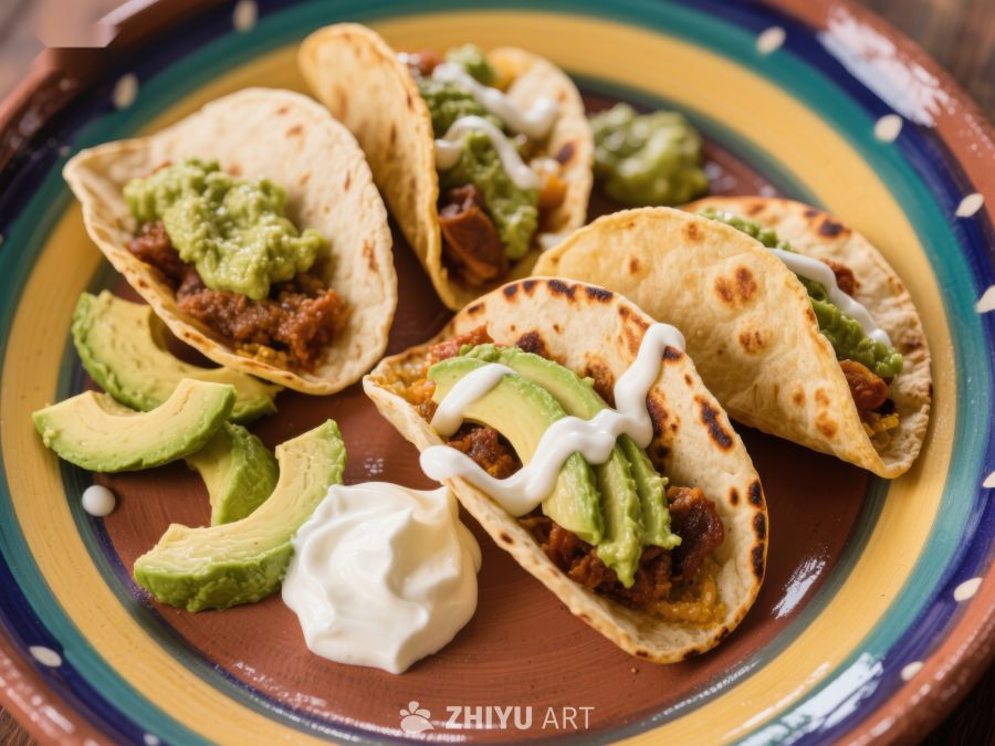 美味墨西哥玉米饼配鳄梨酱和酸奶油 371