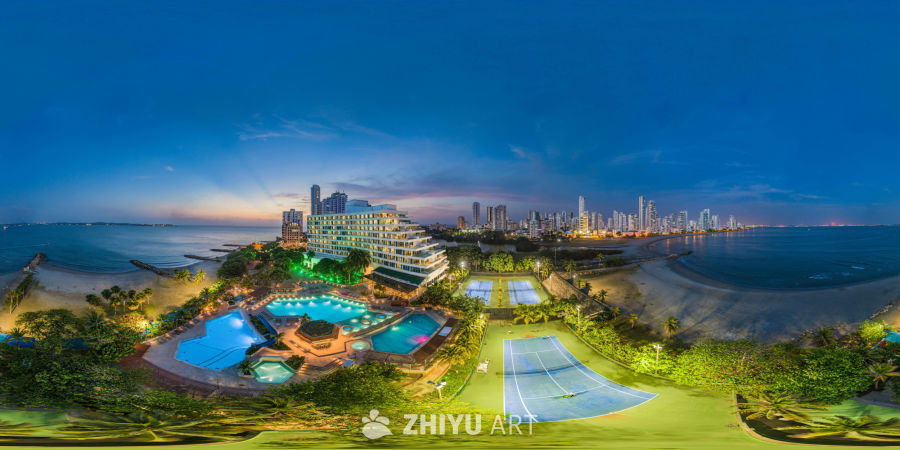 海滨酒店黄昏全景