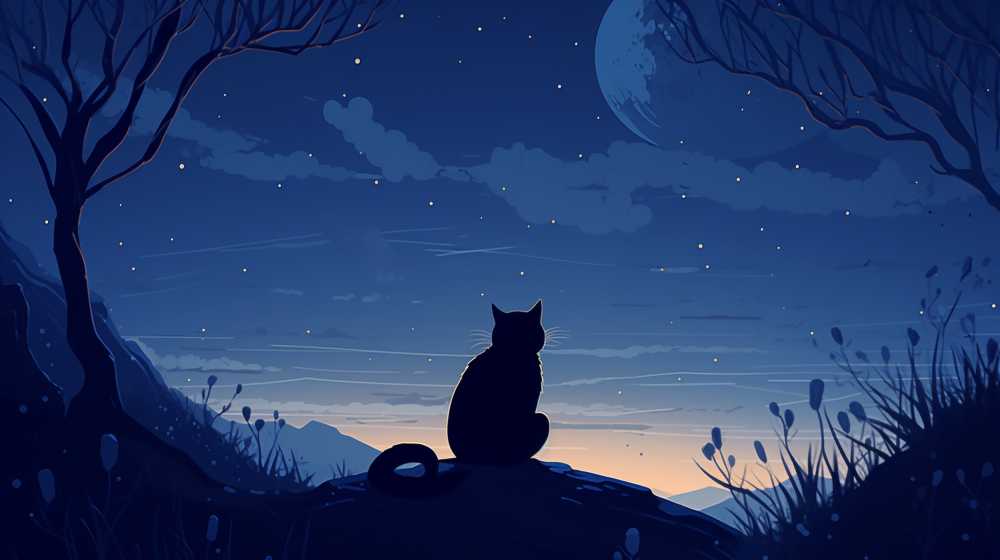 夜色下猫猫插画