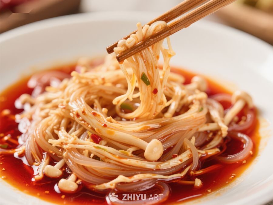 麻辣金针菇拌粉条美食特写 922
