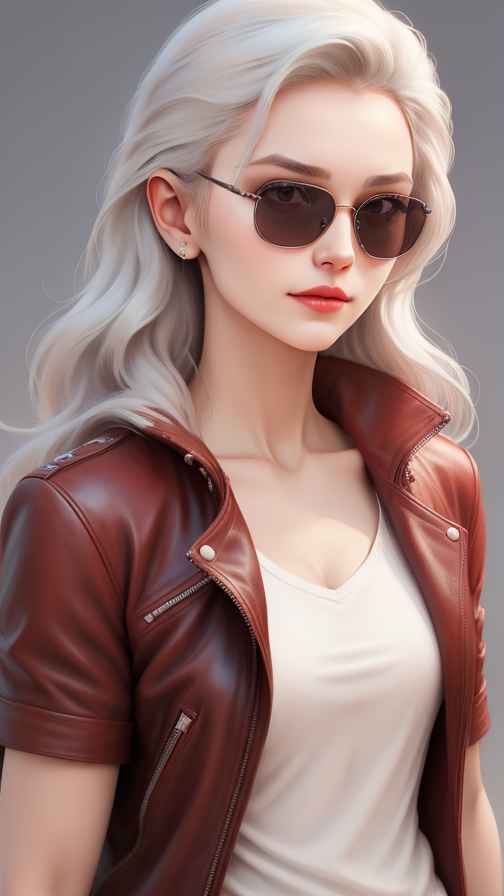 红色皮衣美女