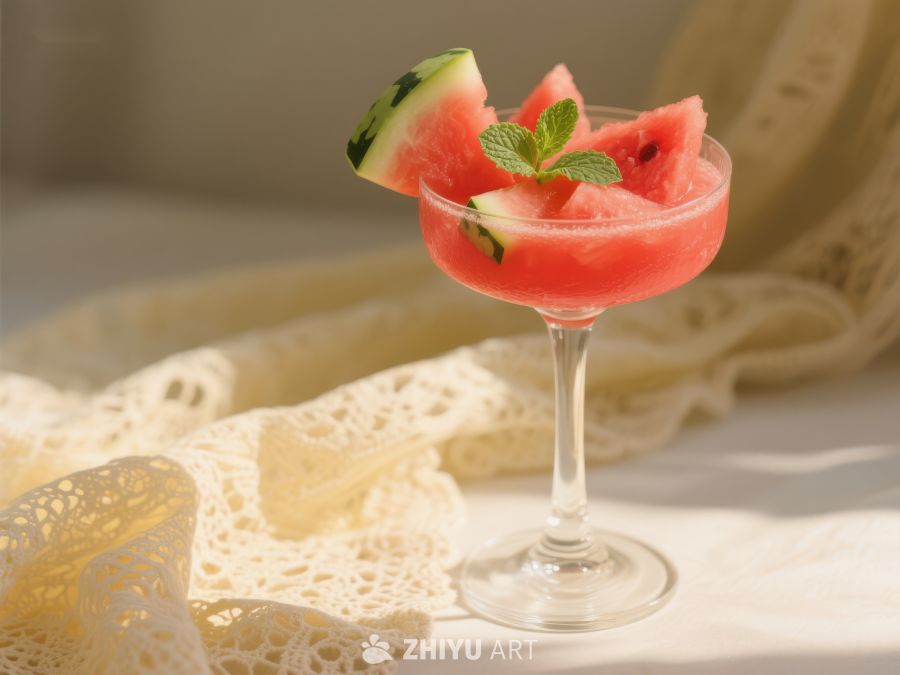 西瓜冰沙配薄荷装饰 512