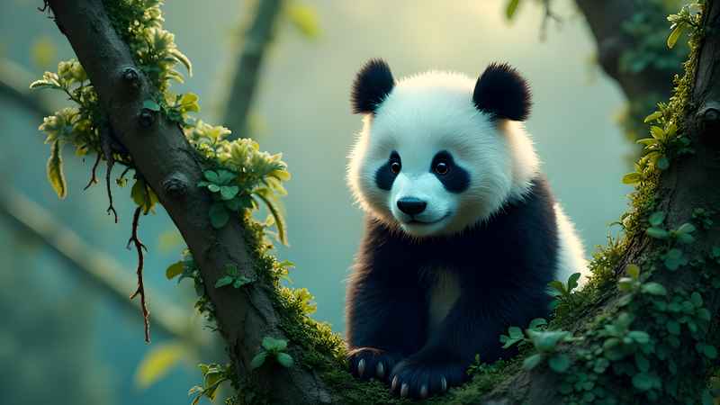 户外可爱的熊猫在玩耍 4