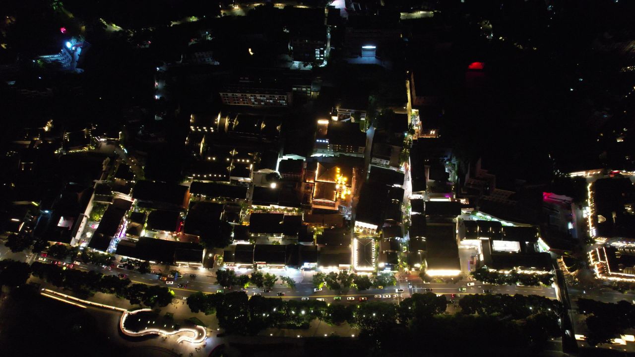 福建福州城市夜景灯光航拍