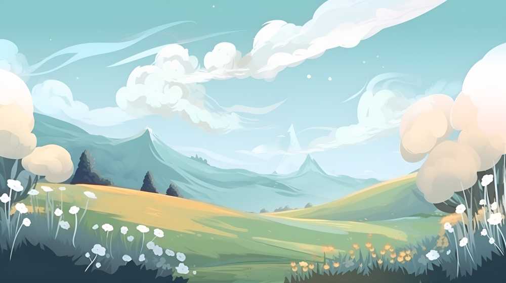 夏季插画绿油油美景