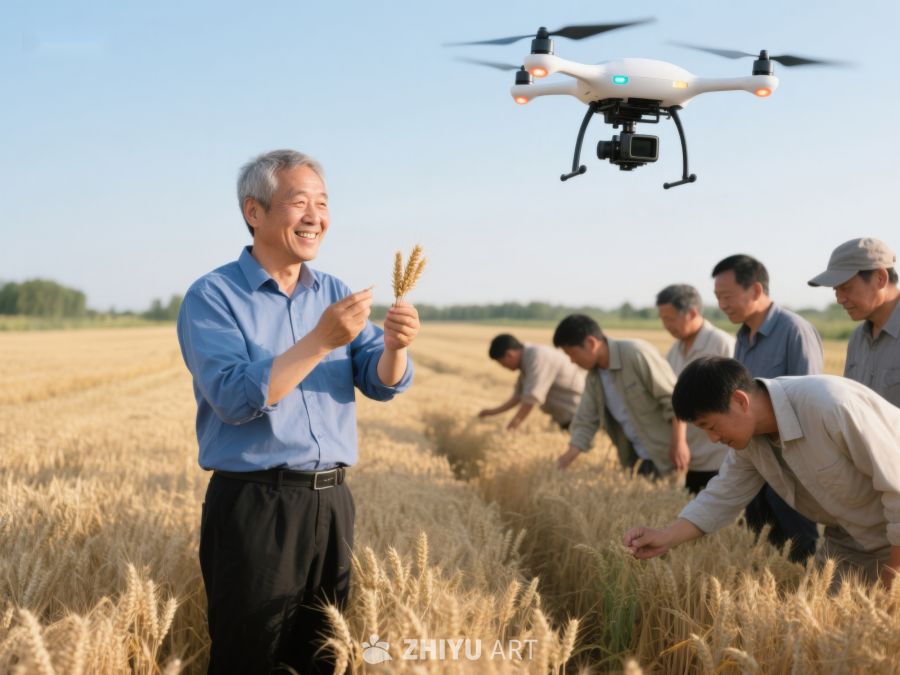 农田考察，无人机监测小麦生长 283
