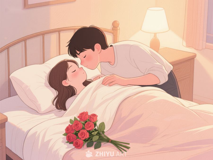 温馨床边，玫瑰传递爱意 710