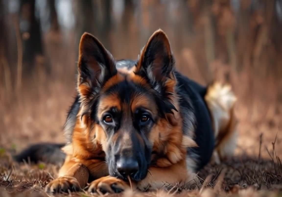 草地上的德国牧羊犬肖像