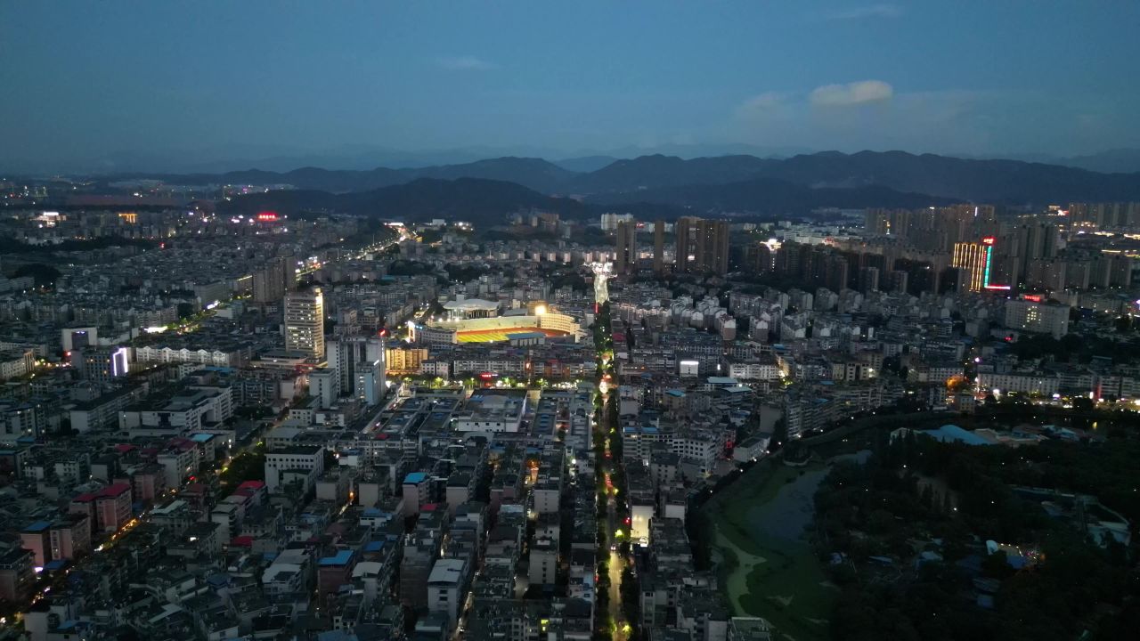 航拍江西萍乡夜幕萍乡夜景