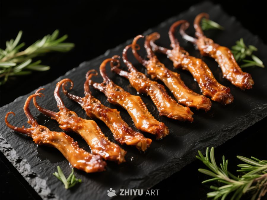 酱烤鱿鱼须精美摆盘