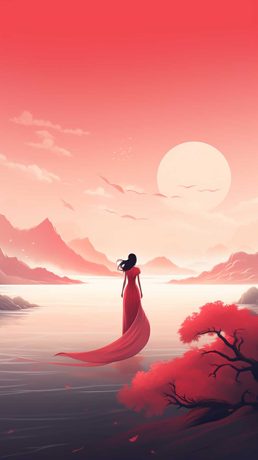 红色唯美背景意境