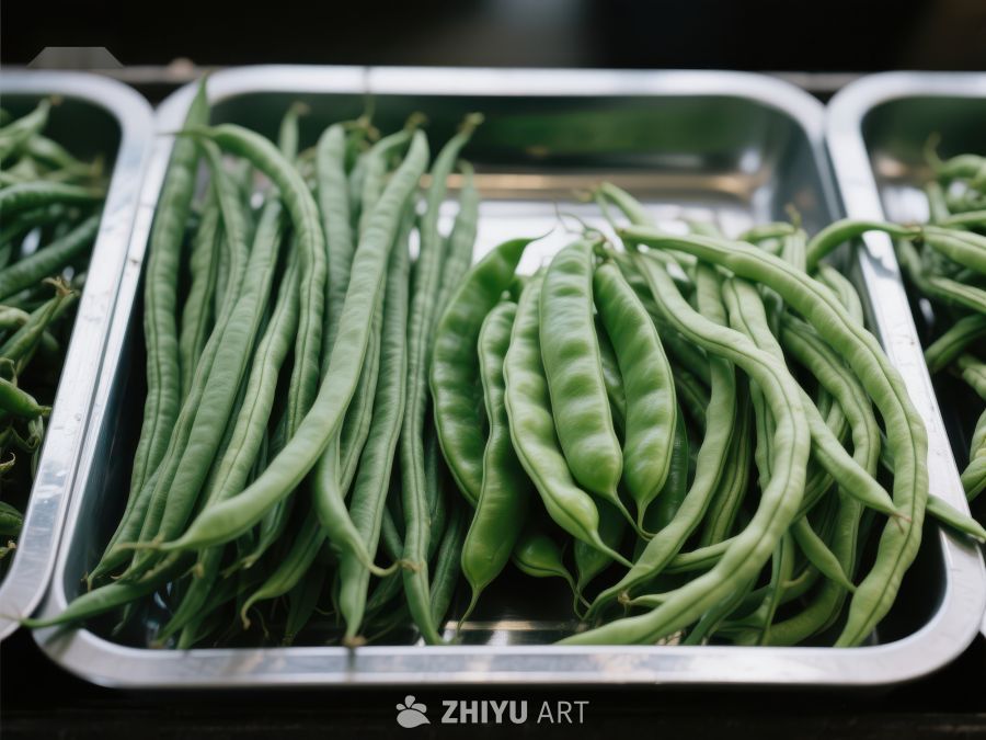 新鲜绿色豆角整齐排列 470