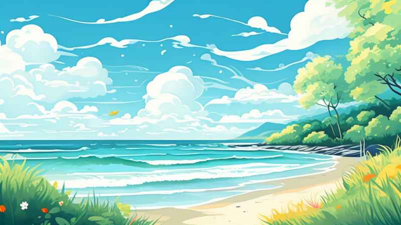 海边的插图梦幻般的自然田园风光 15