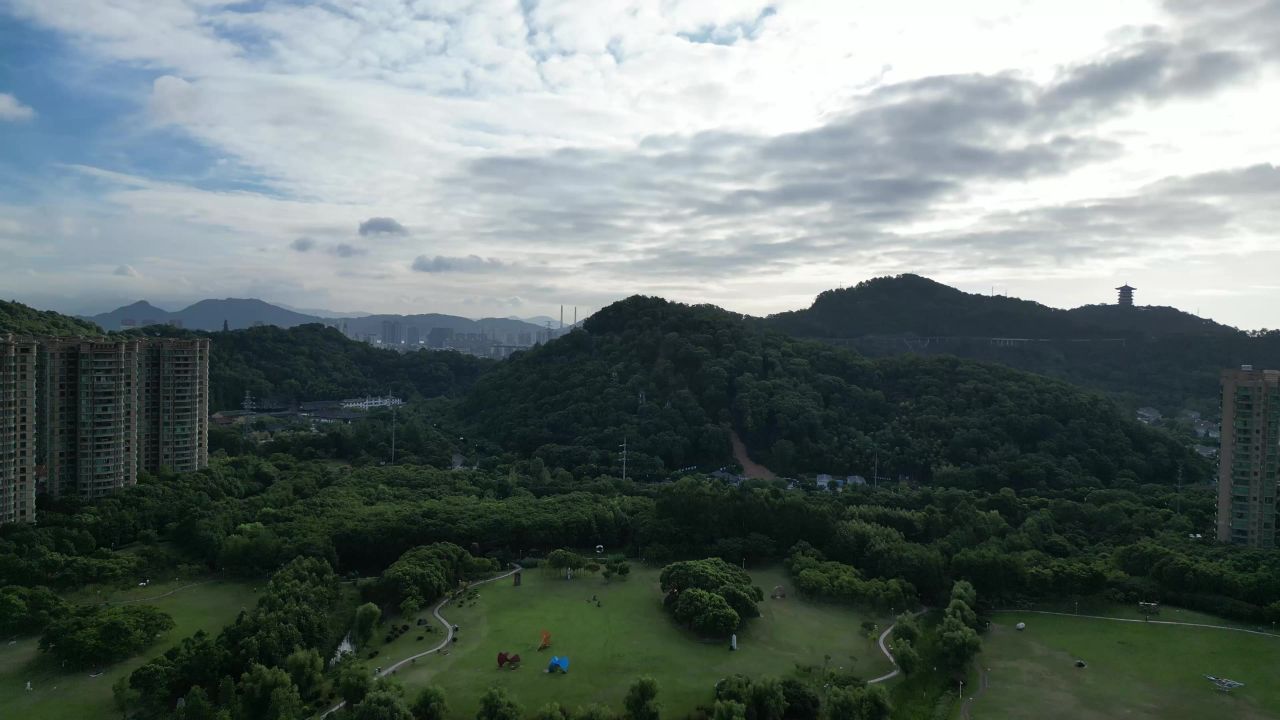 航拍台州白云飞瀑公园