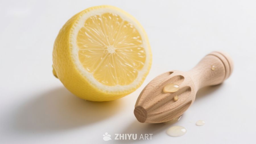 柠檬与木质榨汁器