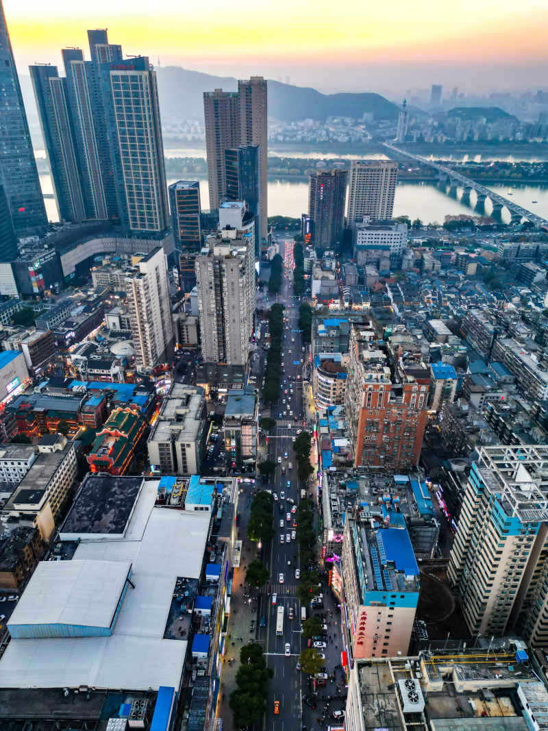 湖南长沙黄兴路步行街五一商圈航拍摄影图 
