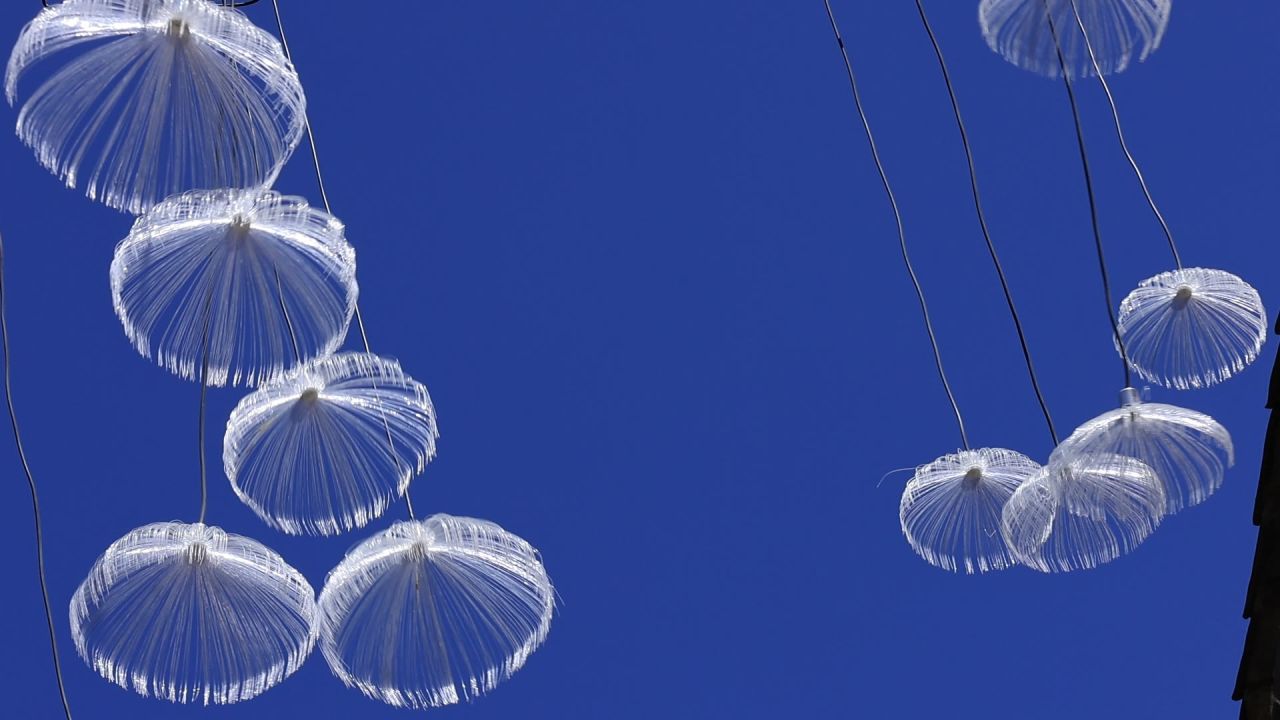 空中水母造型装饰（慢镜）