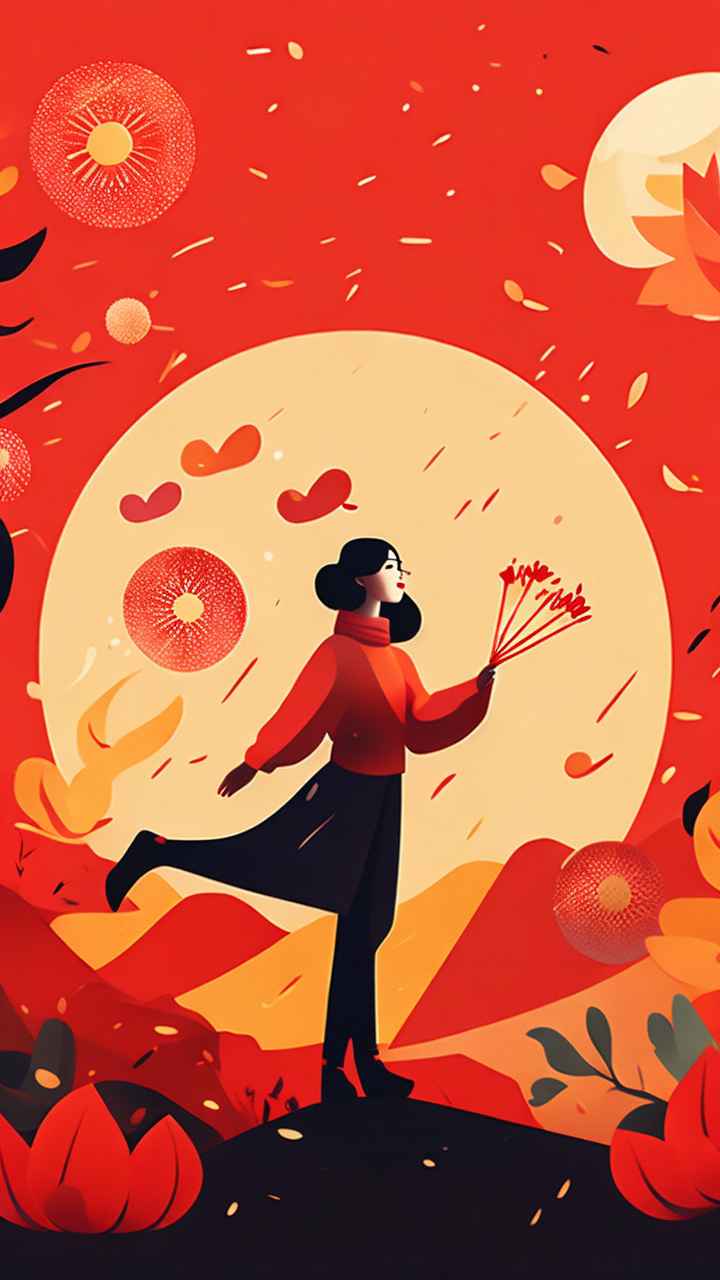 春节新春扫尘简约插画背景 19