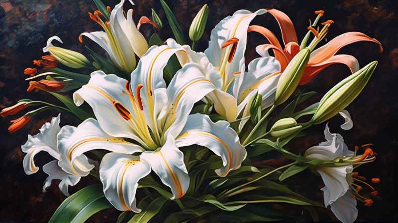 百合捧花插画平涂 21