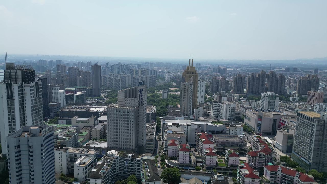  航拍金华江北商圈金华建设