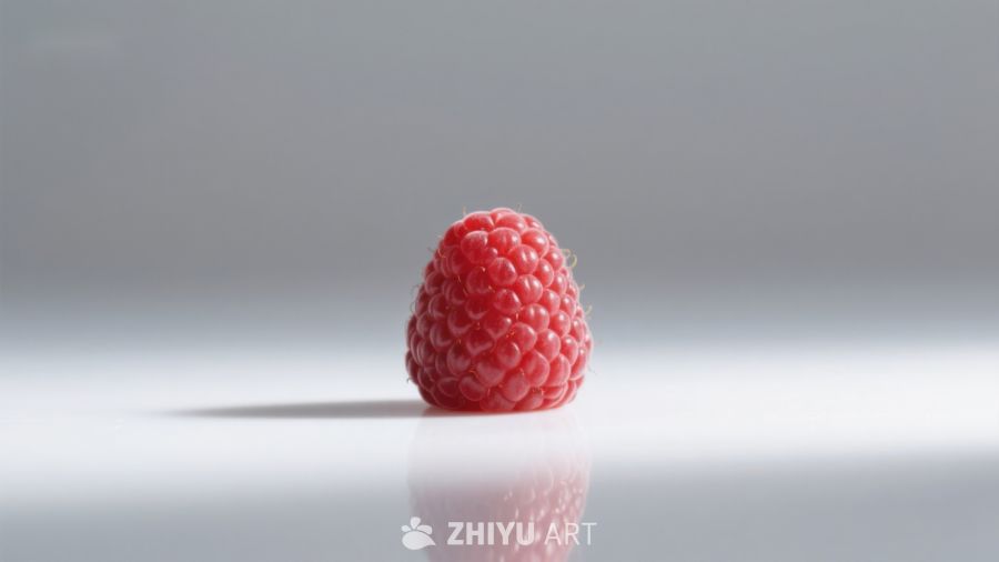 单一新鲜覆盆子静物摄影