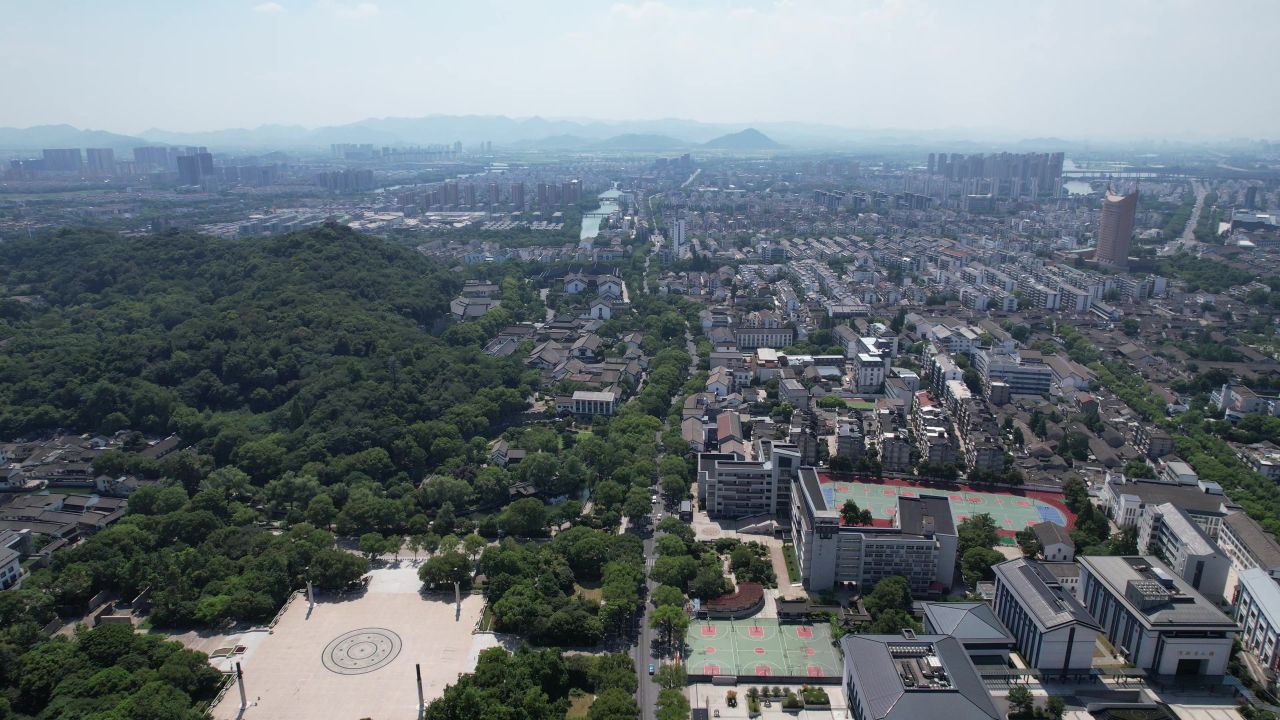 浙江绍兴城市大景城市建设航拍