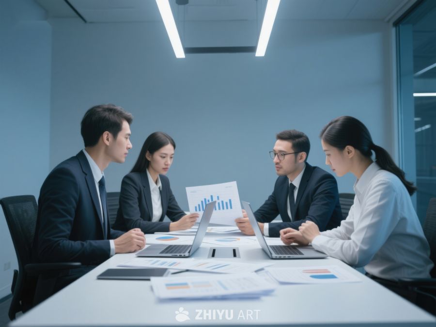 商务团队会议讨论数据报告 353