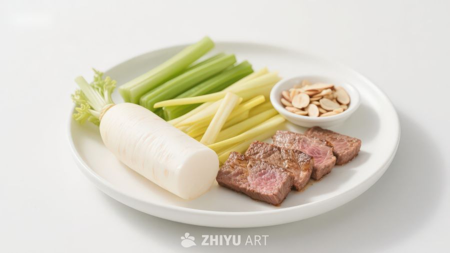 盘中牛排与蔬菜搭配