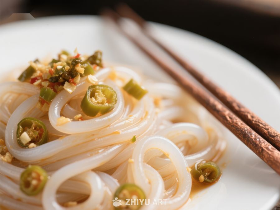 透明米粉配青椒碎，筷子点缀 1475