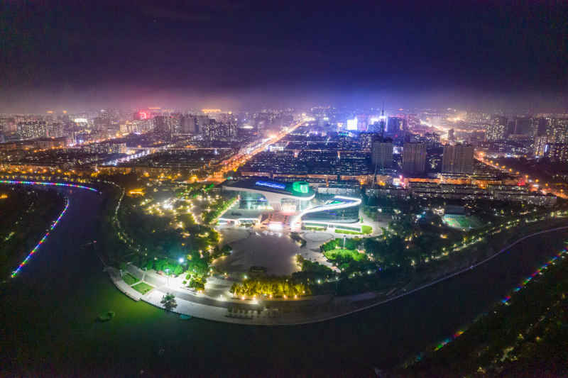 河北衡水城市夜景灯光航拍摄影图