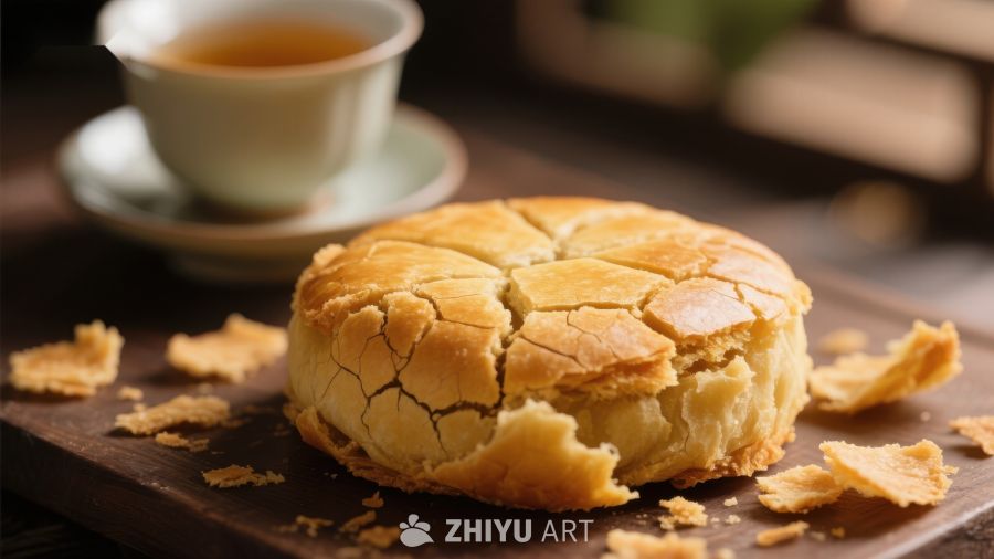 酥皮糕点配茶，传统美食享受