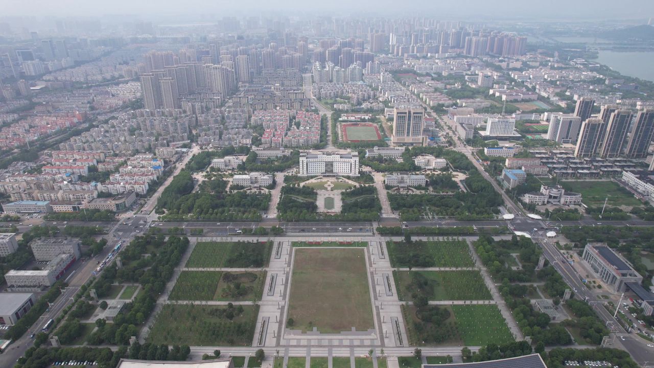 安徽蚌埠绿地双子塔市政府航拍  
