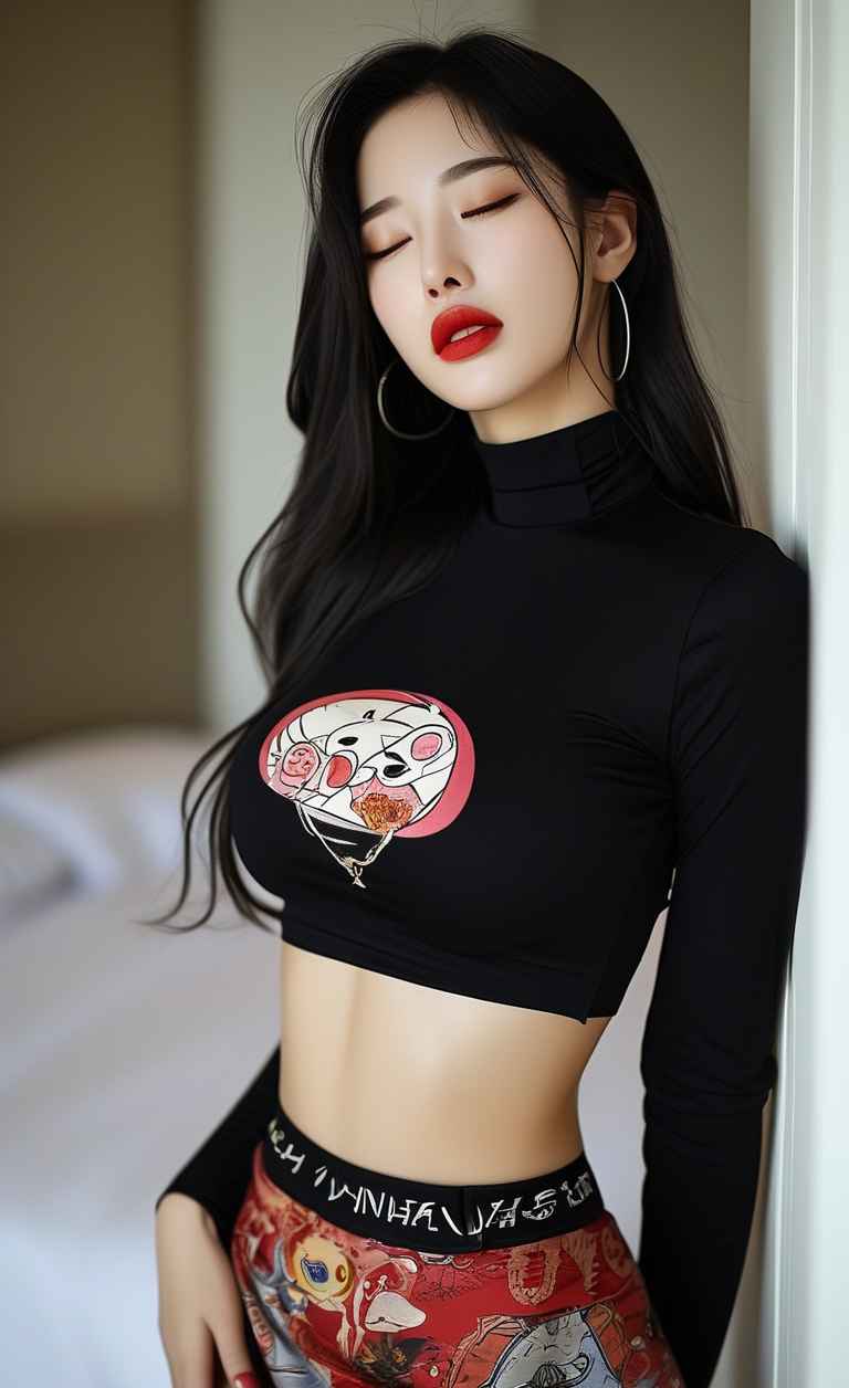 黑色衣服紧身穿搭美女长头发，成熟女性 29