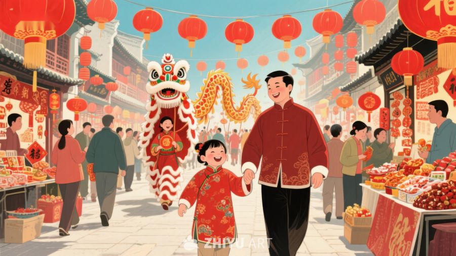 新春佳节，父女同游热闹街市 103