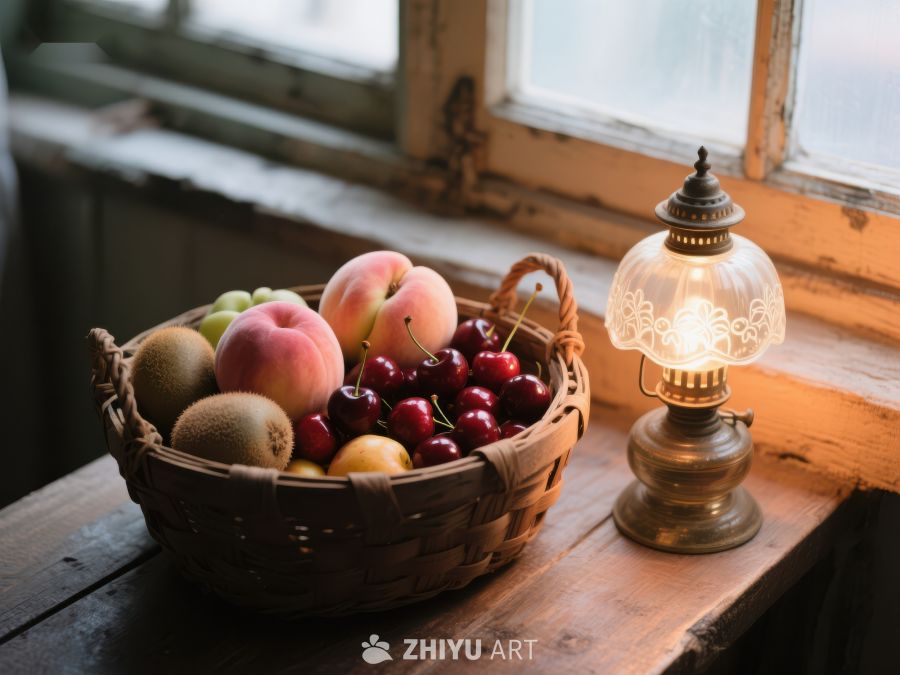 窗边果篮与古灯 149