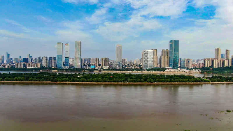 湖南长沙城市风光航拍图 