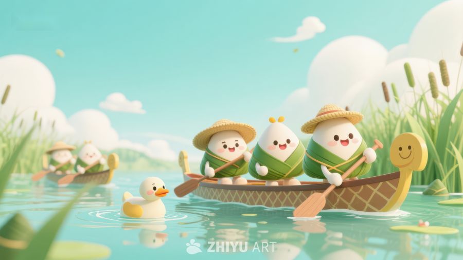 卡通角色划船游湖 211
