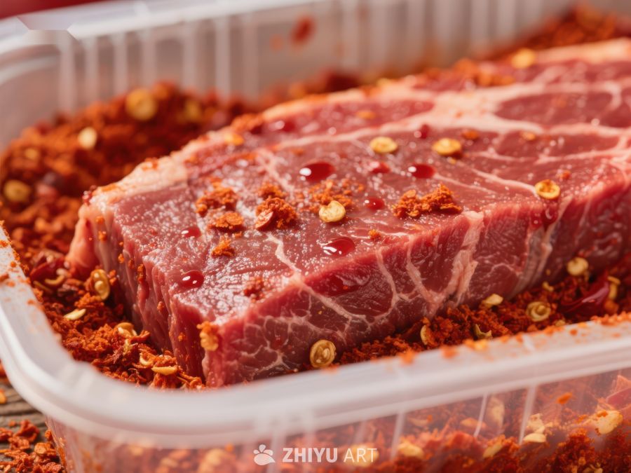 腌制牛肉块特写 820
