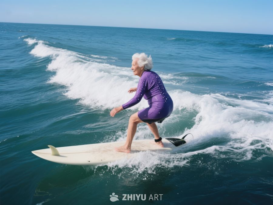 老人在海浪中冲浪 505