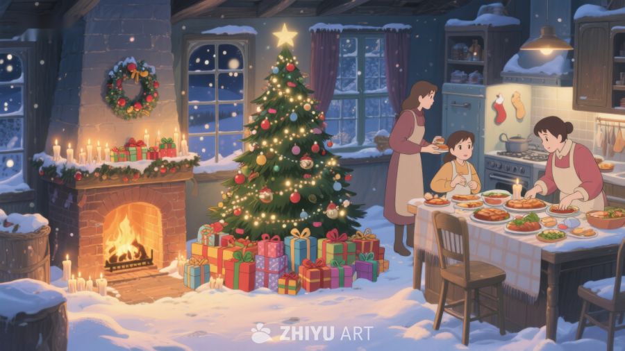 温馨圣诞夜：家庭共聚晚餐 330