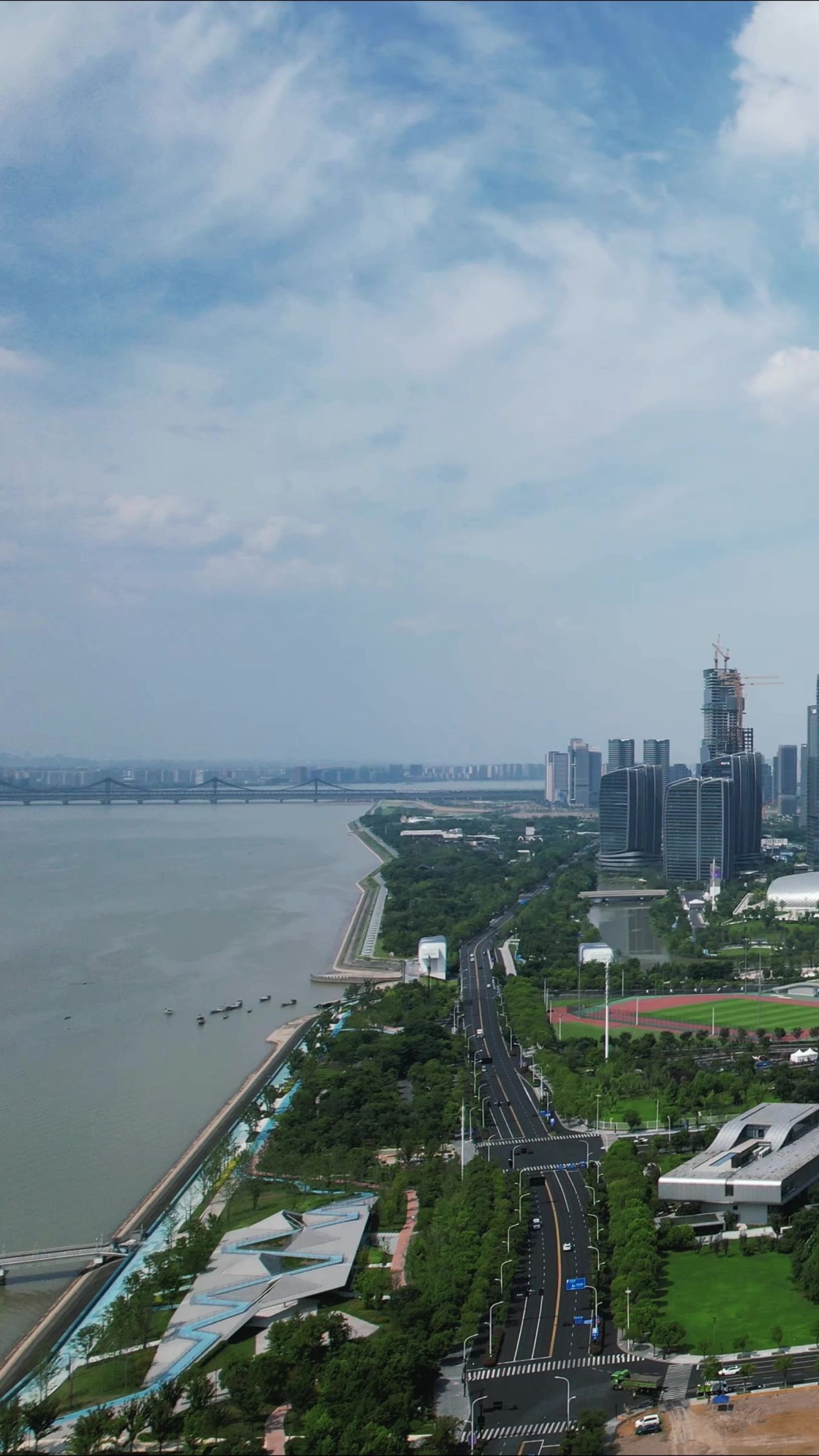 浙江城市风光奥体博览中心竖屏航拍 