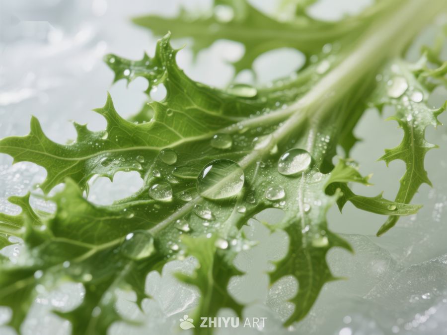 新鲜绿叶上的水珠特写 536