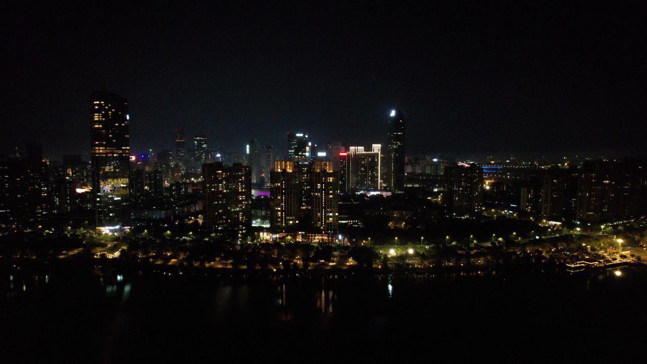 广东惠州城市夜景灯光航拍